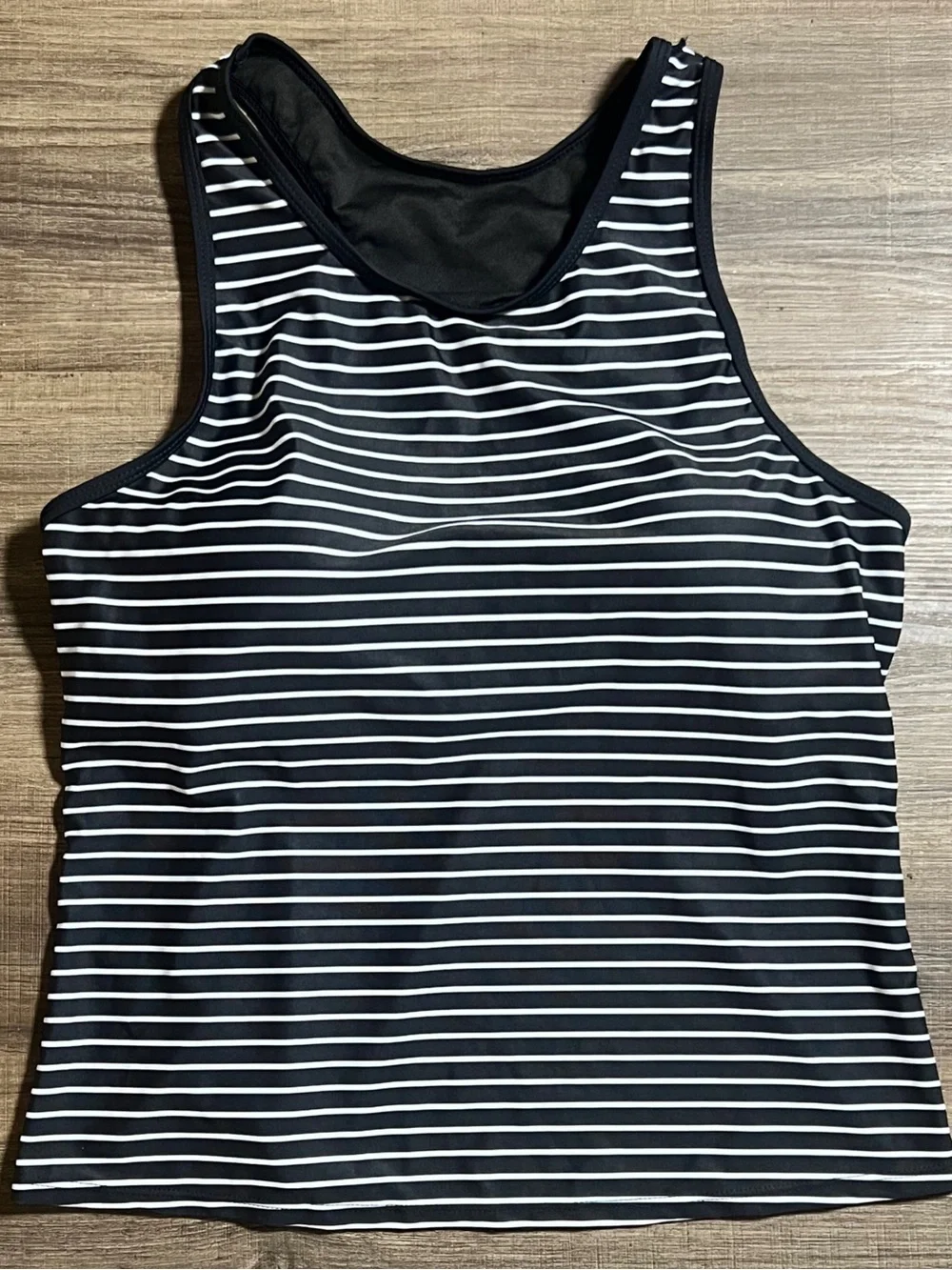 Women’s Black & White Tankini With Shorts Two Piece Swim Set
